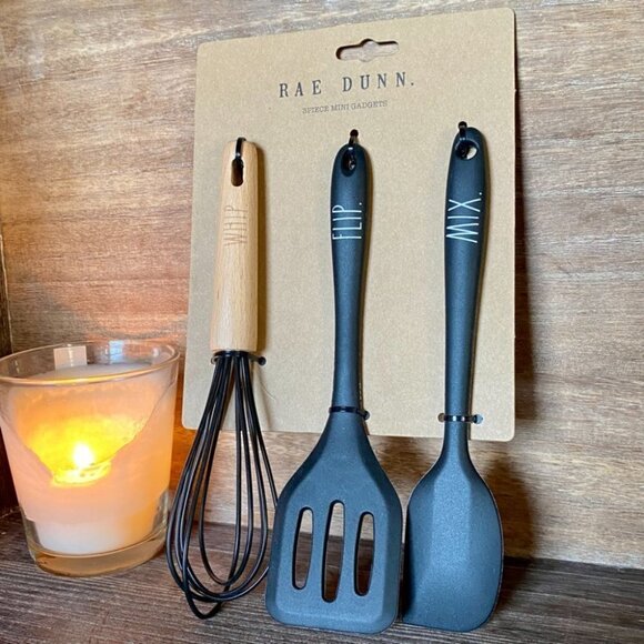 NEW - Rae Dunn - 3 piece SET - CUTE Mini Gadgets/Utensils SET - WHIP, FLIP, MIX - Picture 5 of 5